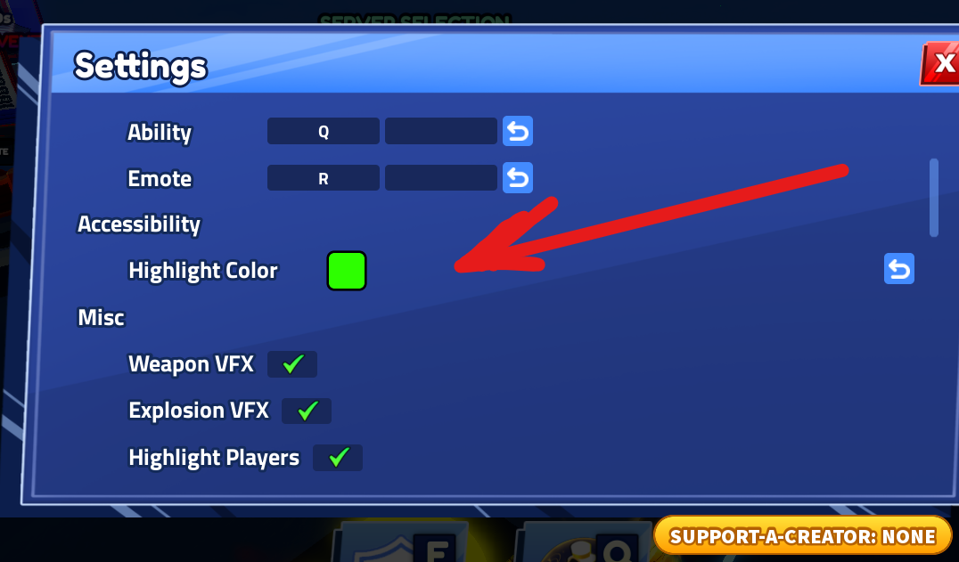 Blade Ball highlight color setting